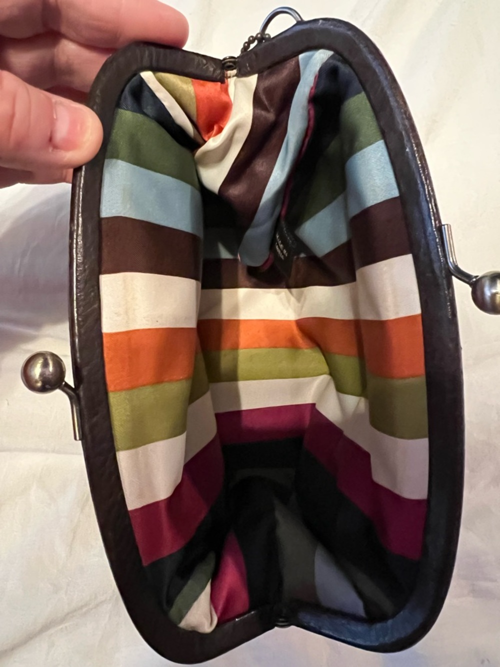 Coach Legacy Stripe Signature Framed Beauty Pouch - Picture 10 of 14